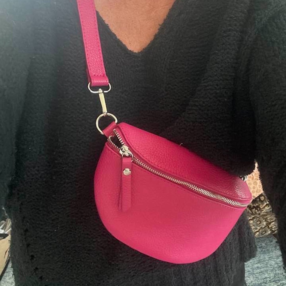 Italian leather  pink shoulder or fanny pack